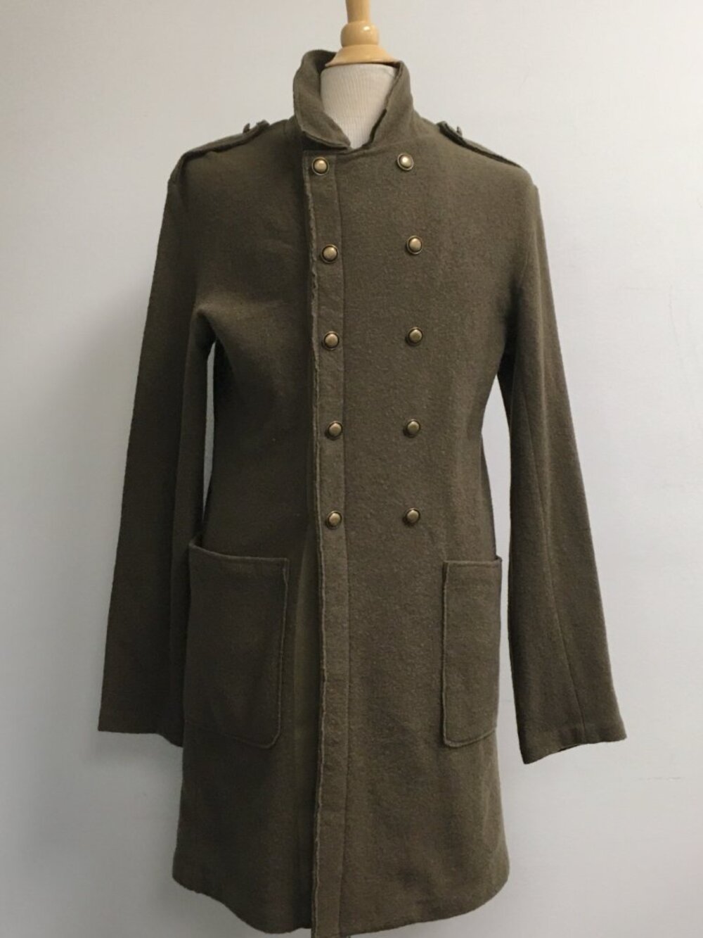 Vintage Loft design by army green wool military coat S